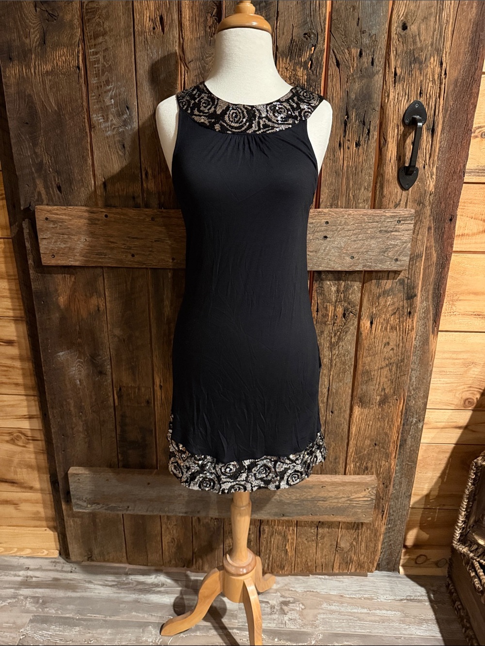Express Black Shift Dress with Lace Trim